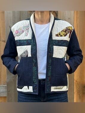 HANDMADE “Shoe Lover” Upcycled Quilt Kimono Style Jacket - Size Medium